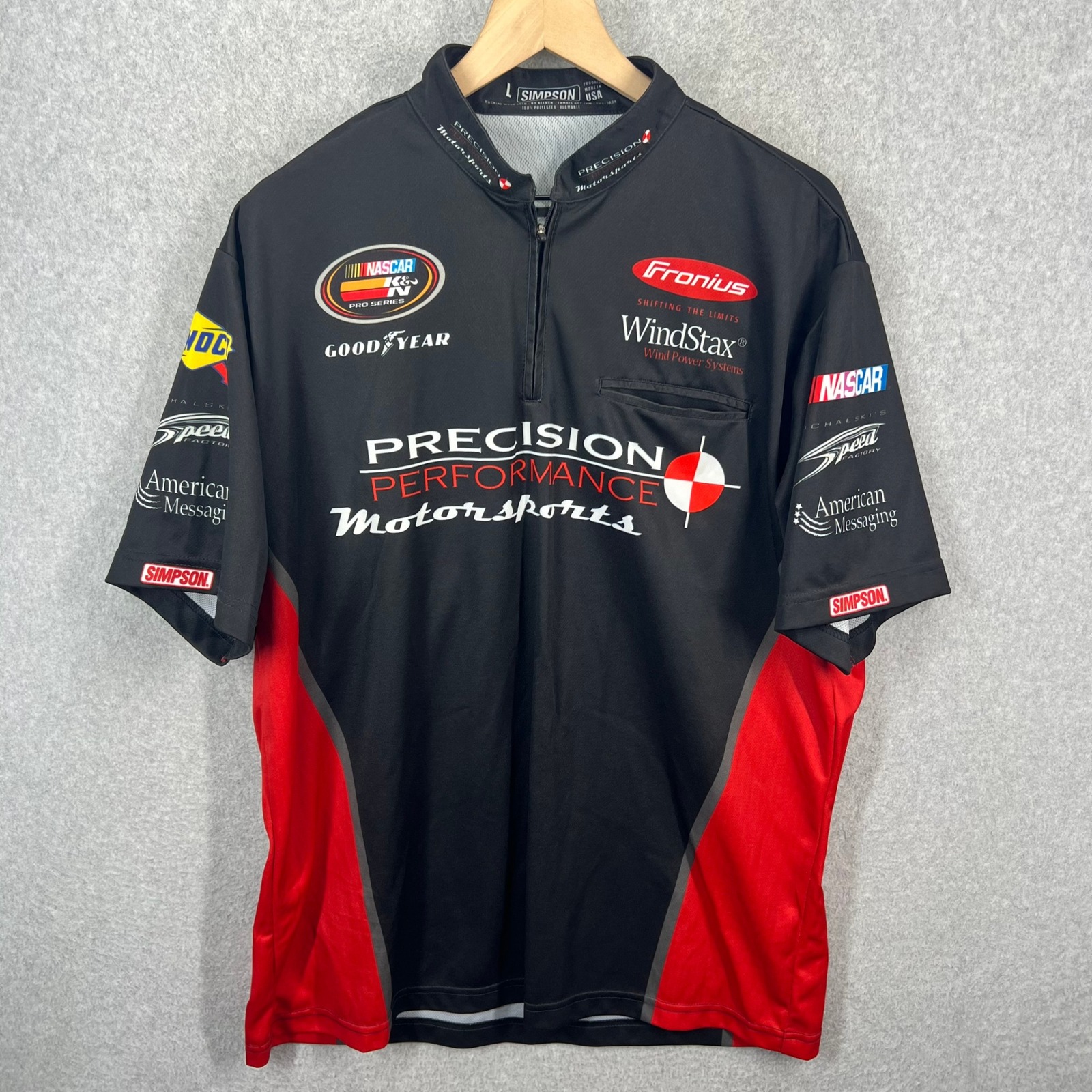Simpson Precision Performance Motorsports L Black Red Nascar Racing Crew Shirt